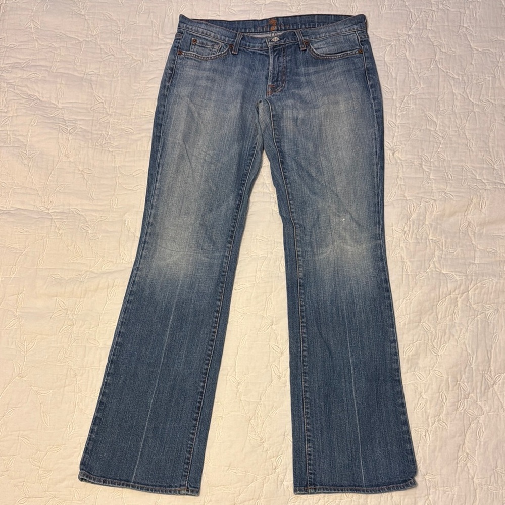 7 For All Mankind Blue Flare Wide Leg Jeans
